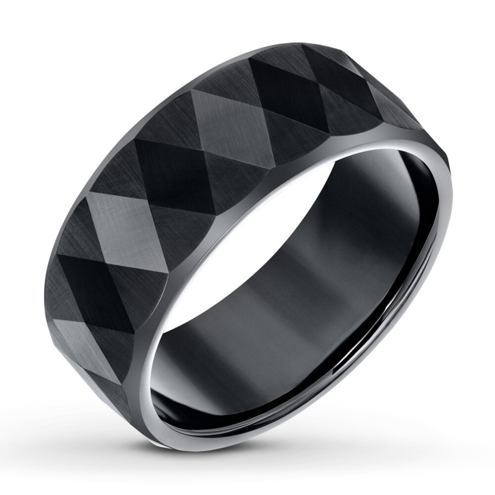 Wedding Band Black Tungsten Carbide 9mm JLJU413e