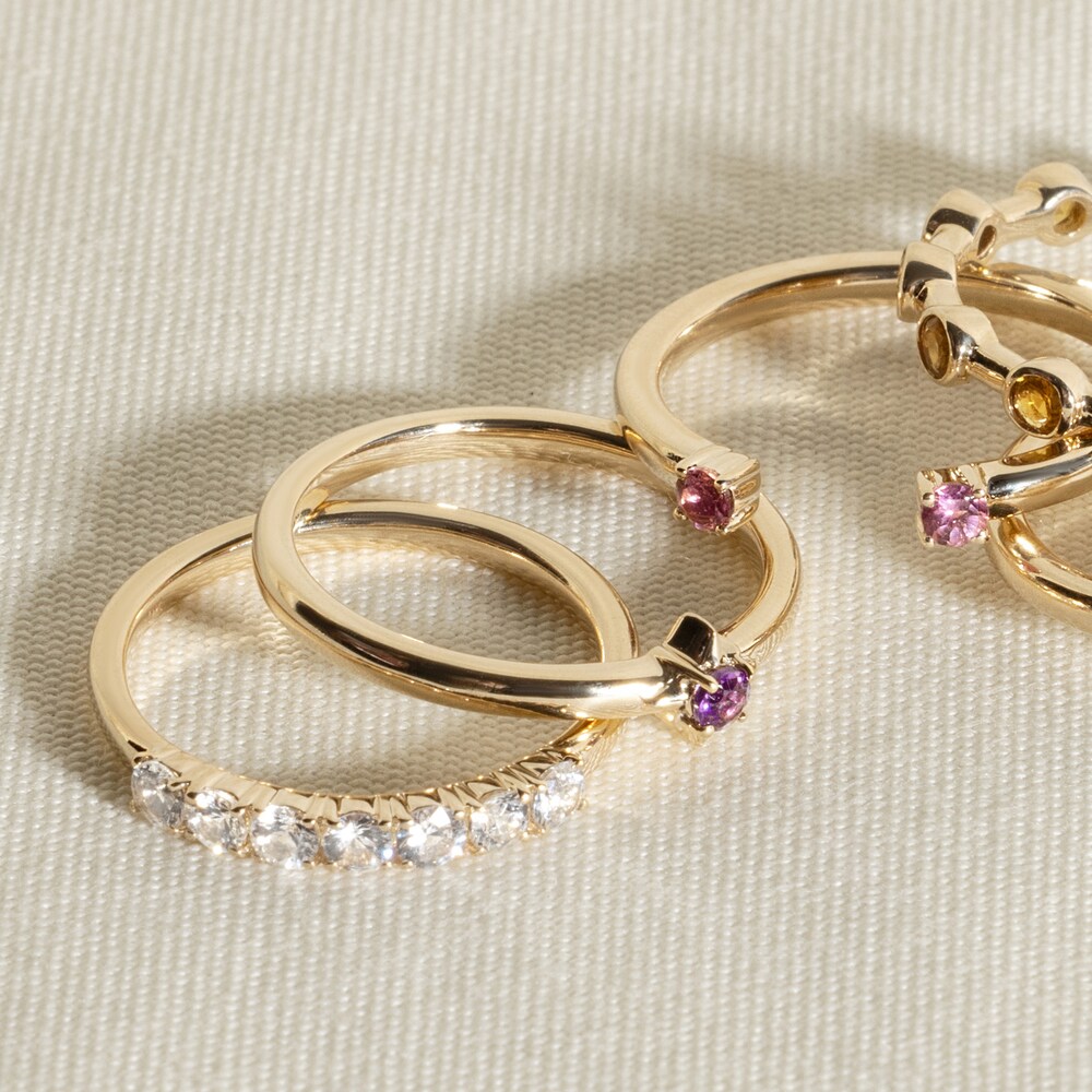 Juliette Maison Natural Amethyst Half Eternity Ring 10K Rose Gold JM0yNxHm
