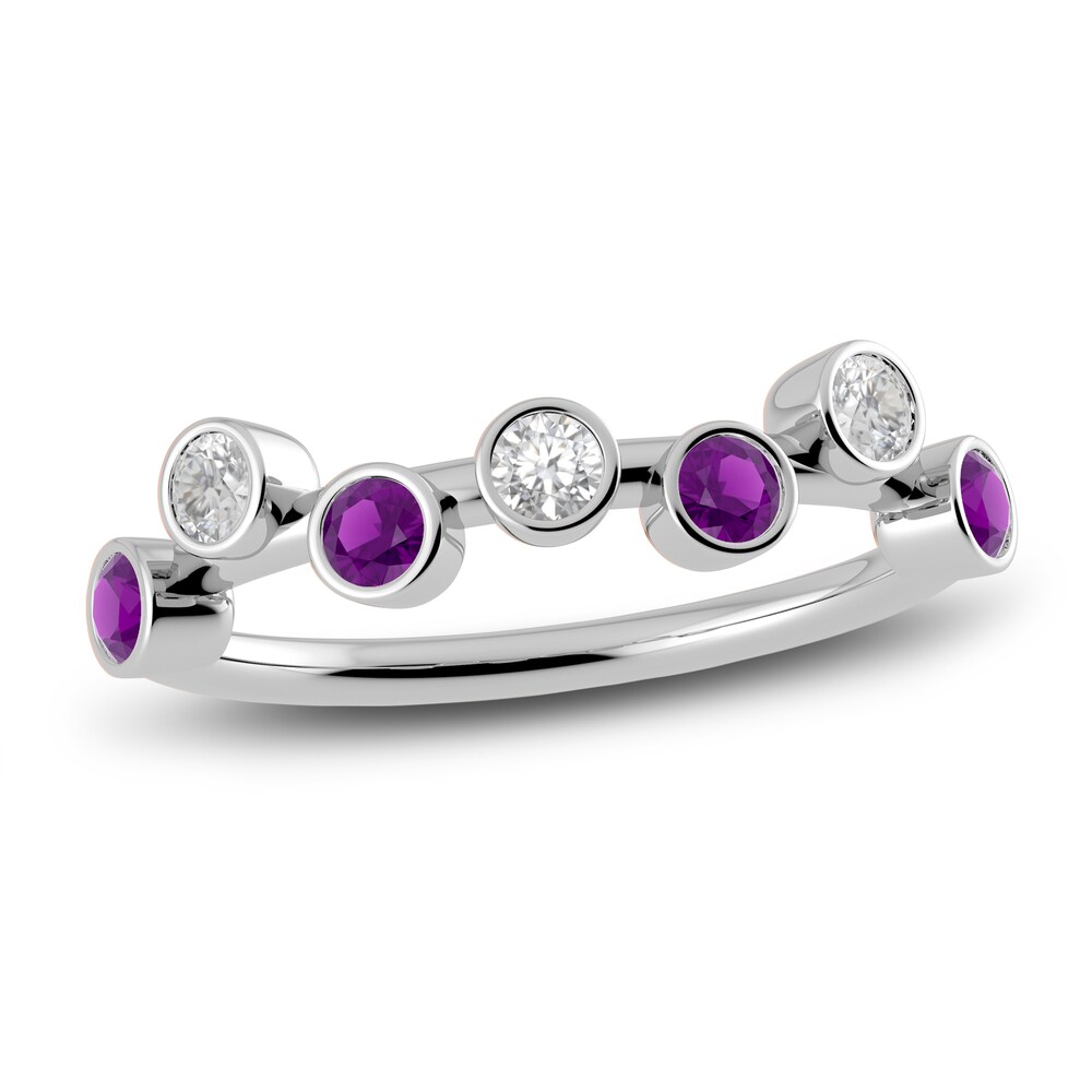 Juliette Maison Natural Amethyst & Natural White Sapphire Ring 10K White Gold JOEVo84a