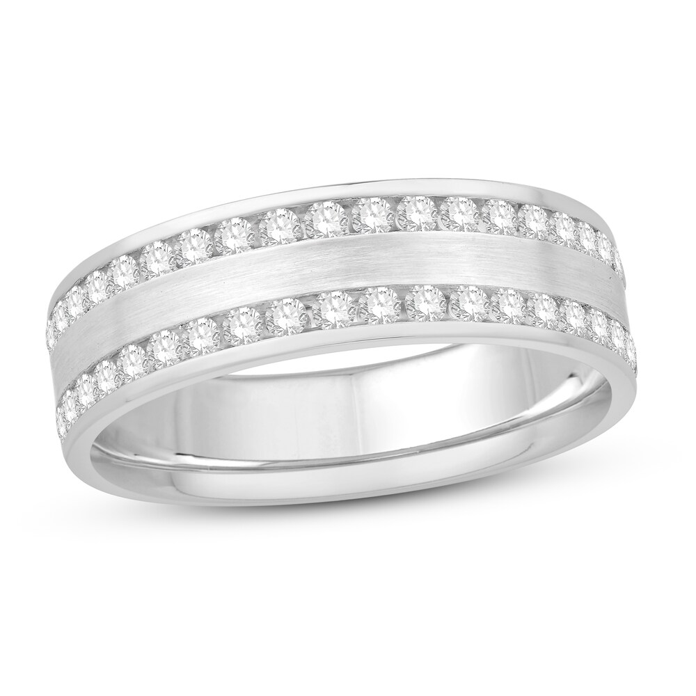 Men's Diamond Wedding Band 3/4 ct tw Round 14K White Gold JPU6GxXO