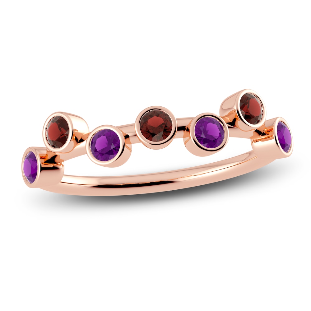 Juliette Maison Natural Garnet & Natural Amethyst Ring 10K Rose Gold JW8nIujY