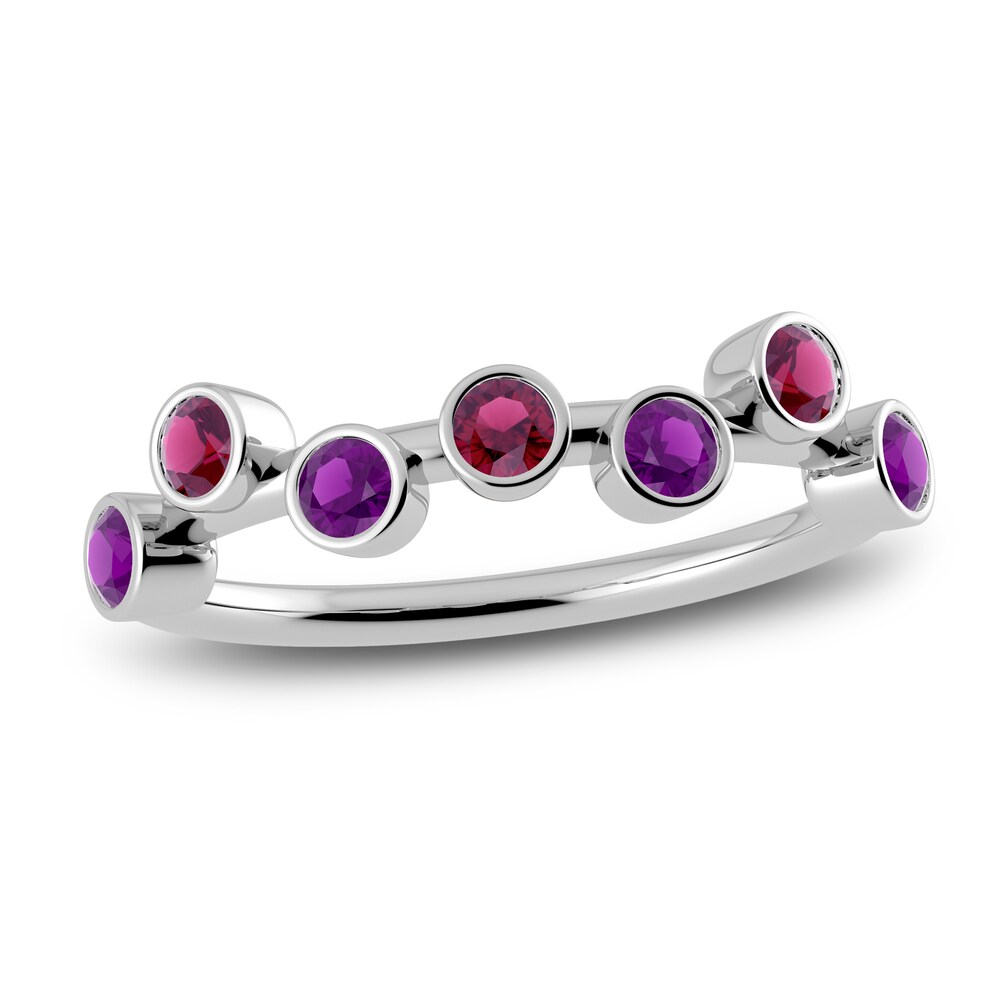 Juliette Maison Natural Rhodolite Garnet & Natural Amethyst Ring 10K White Gold JWNyhvBA