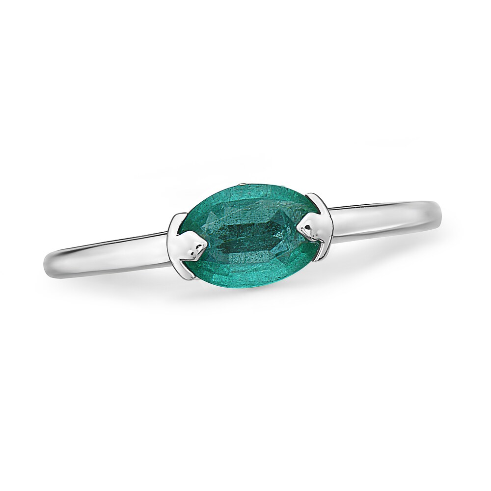 Natural Emerald Ring 10K White Gold JZ3mgCyb