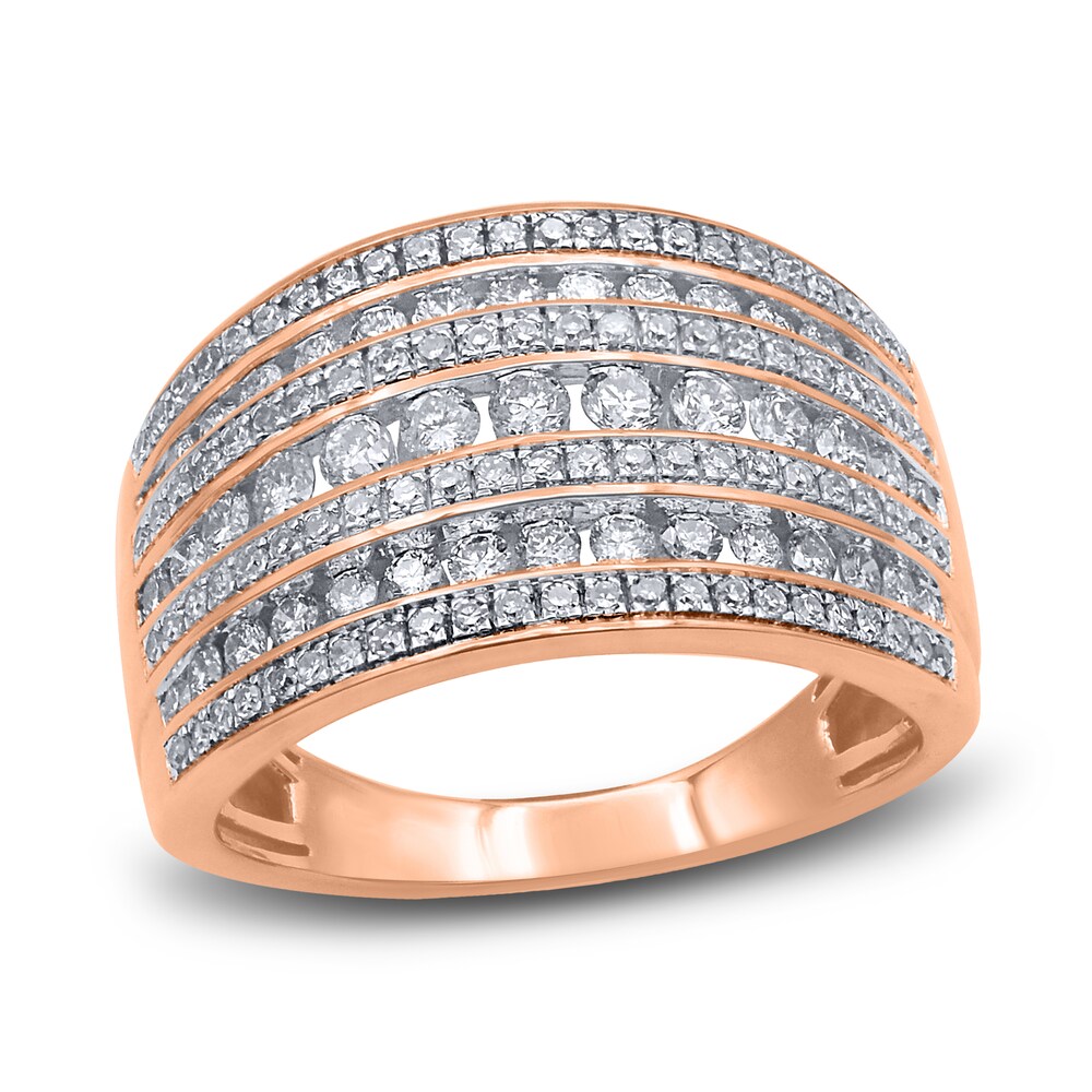 Diamond Multi-Row Anniversary Band 1 ct tw Round 14K Rose Gold Jet64Yz4