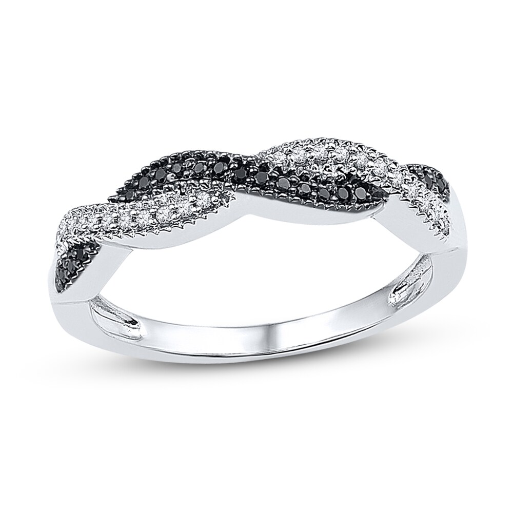 Black/White Diamond Ring 1/6 ct tw Sterling Silver JlH3ZbST
