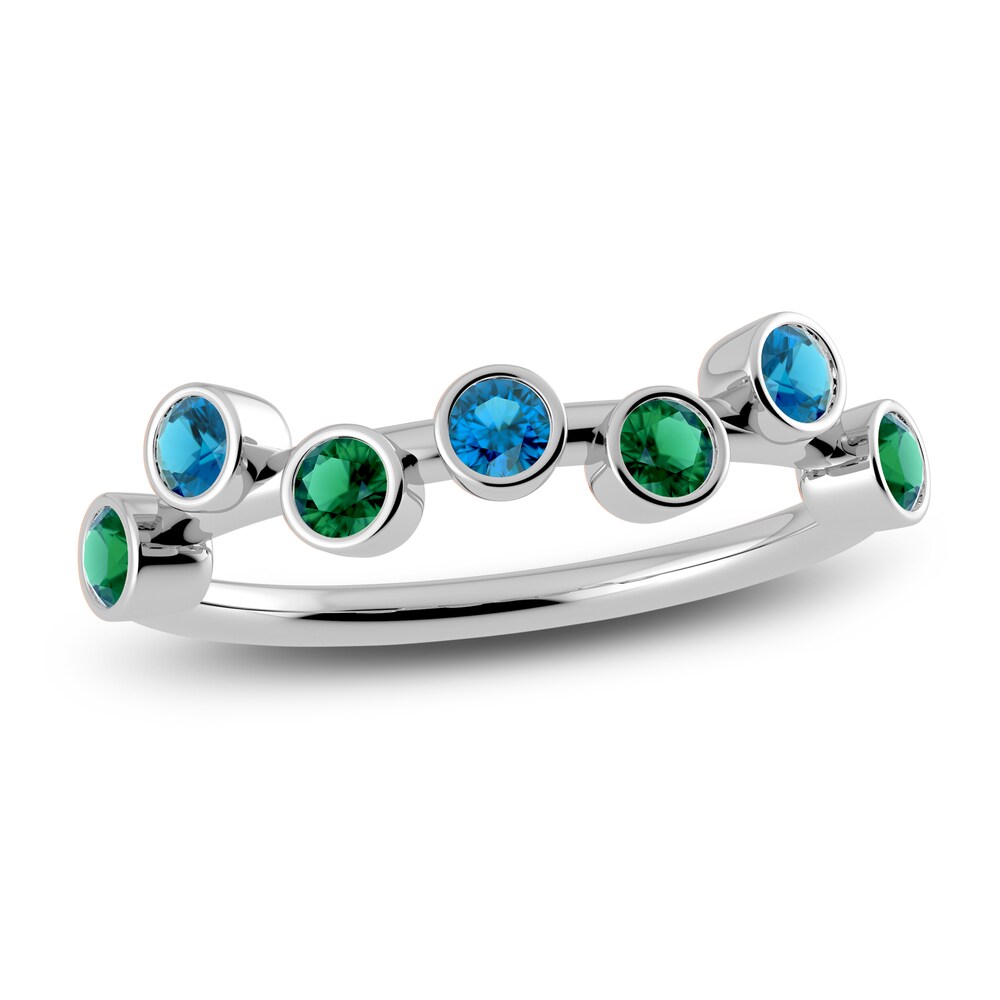 Juliette Maison Natural Blue Zircon & Natural Emerald Ring 10K White Gold Jne4oMtd