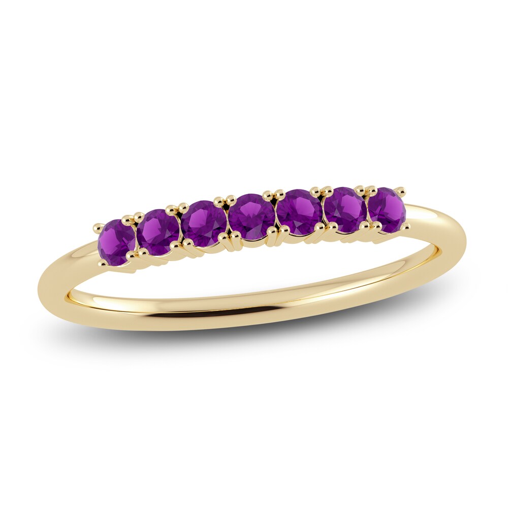 Juliette Maison Natural Amethyst Half Eternity Ring 10K Yellow Gold JotEh8dA