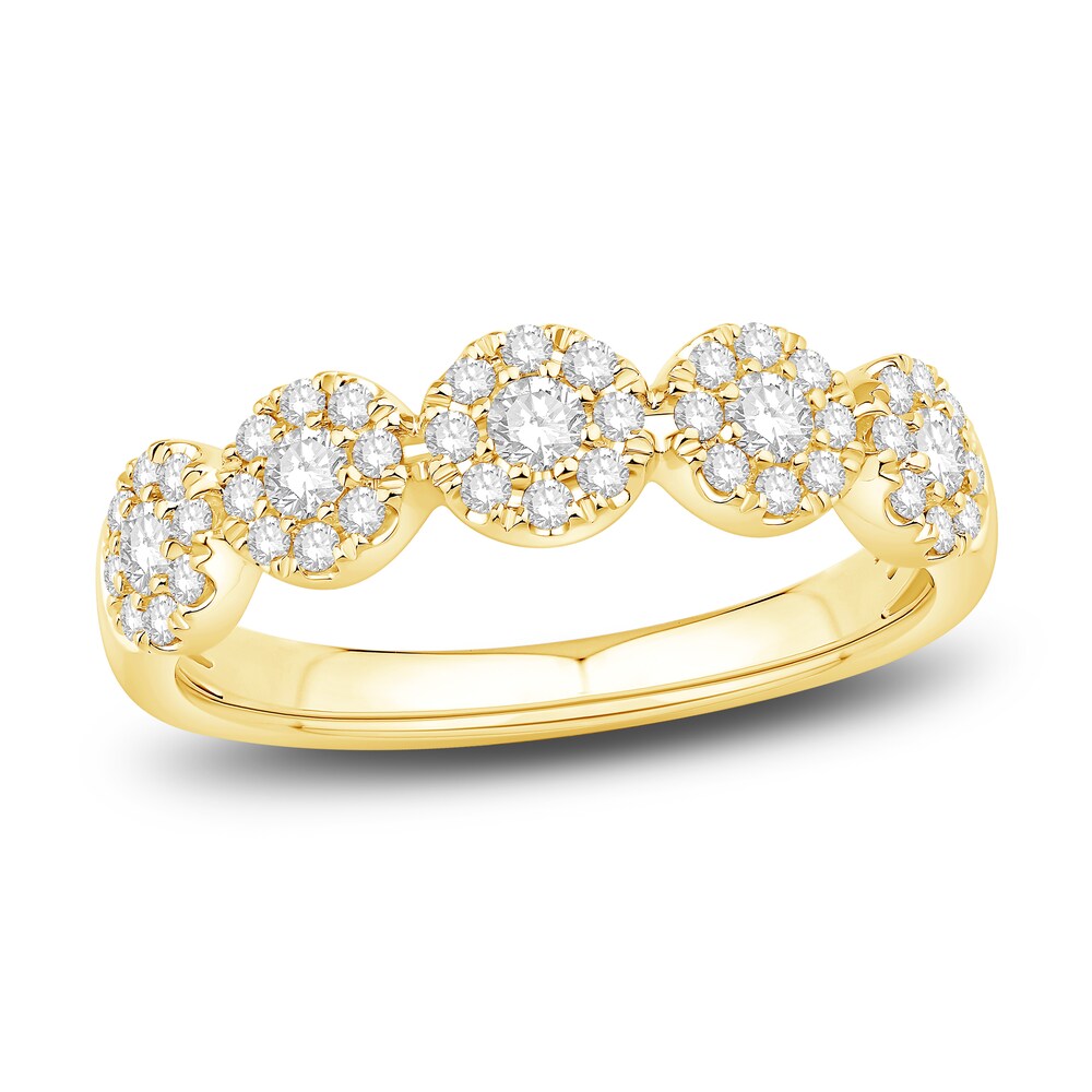 Diamond Halo Fashion Ring 1/2 ct tw Round 14K Yellow Gold Jq5JURP2