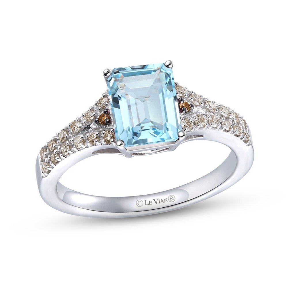 Le Vian Natural Aquamarine Ring 1/6 ct tw Diamonds 14K Vanilla Gold JsLvkXX4