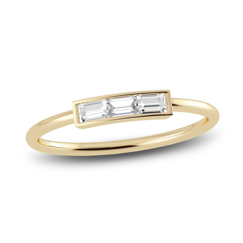 Juliette Maison Natural White Sapphire Baguette Bar Ring 10K Yellow Gold Jwgx3riX