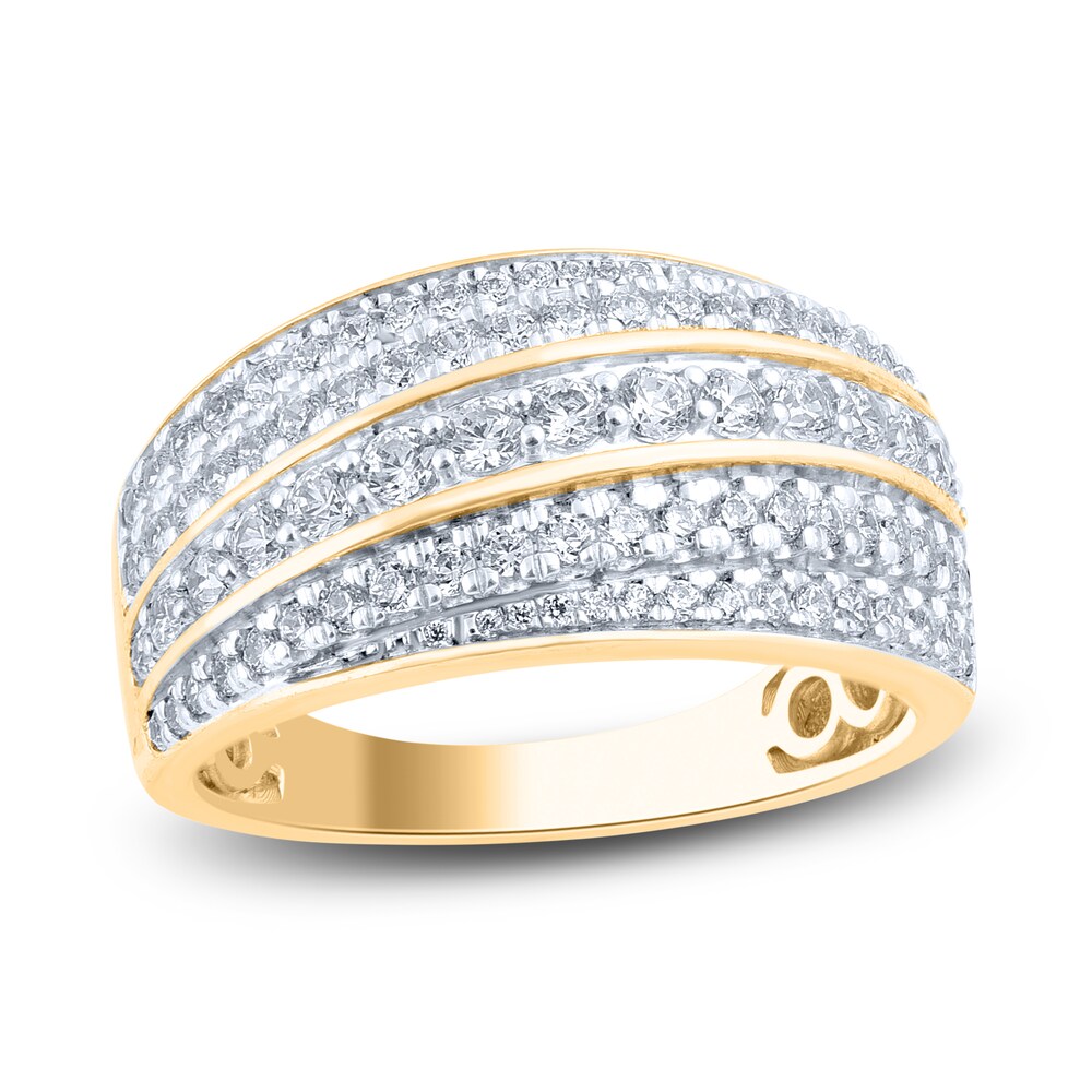 Diamond Multi-Row Anniversary Band 1 ct tw Round 14K Yellow Gold JxrKnEe2