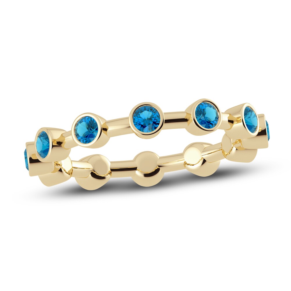 Juliette Maison Natural Blue Zircon Ring 10K Yellow Gold K17pEg0R