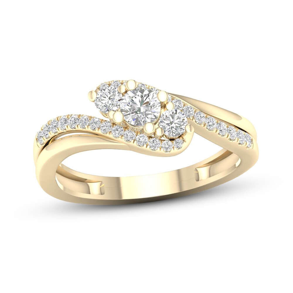 Diamond 3-Stone Ring 1/2 ct tw Round 10K Yellow Gold K1mrqUJJ