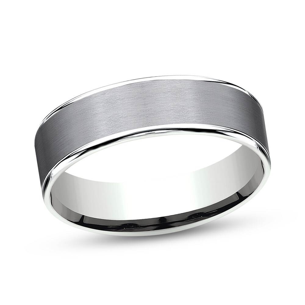 Satin Wedding Band 14K White Gold/Tantalum 6.5mm K3qW59WP