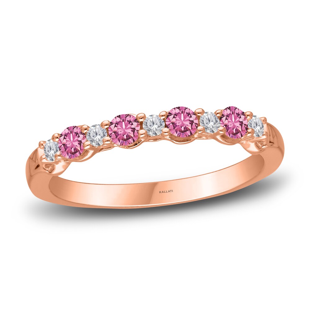 Kallati Natural Pink Sapphire Ring 1/10 ct tw Diamonds 14K Rose Gold K9fSymL3