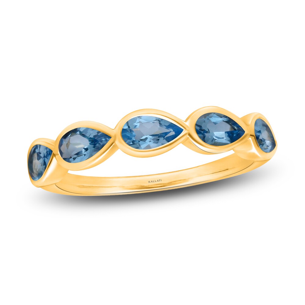 Kallati Natural Blue Topaz Ring 14K Yellow Gold KBnMCvpW