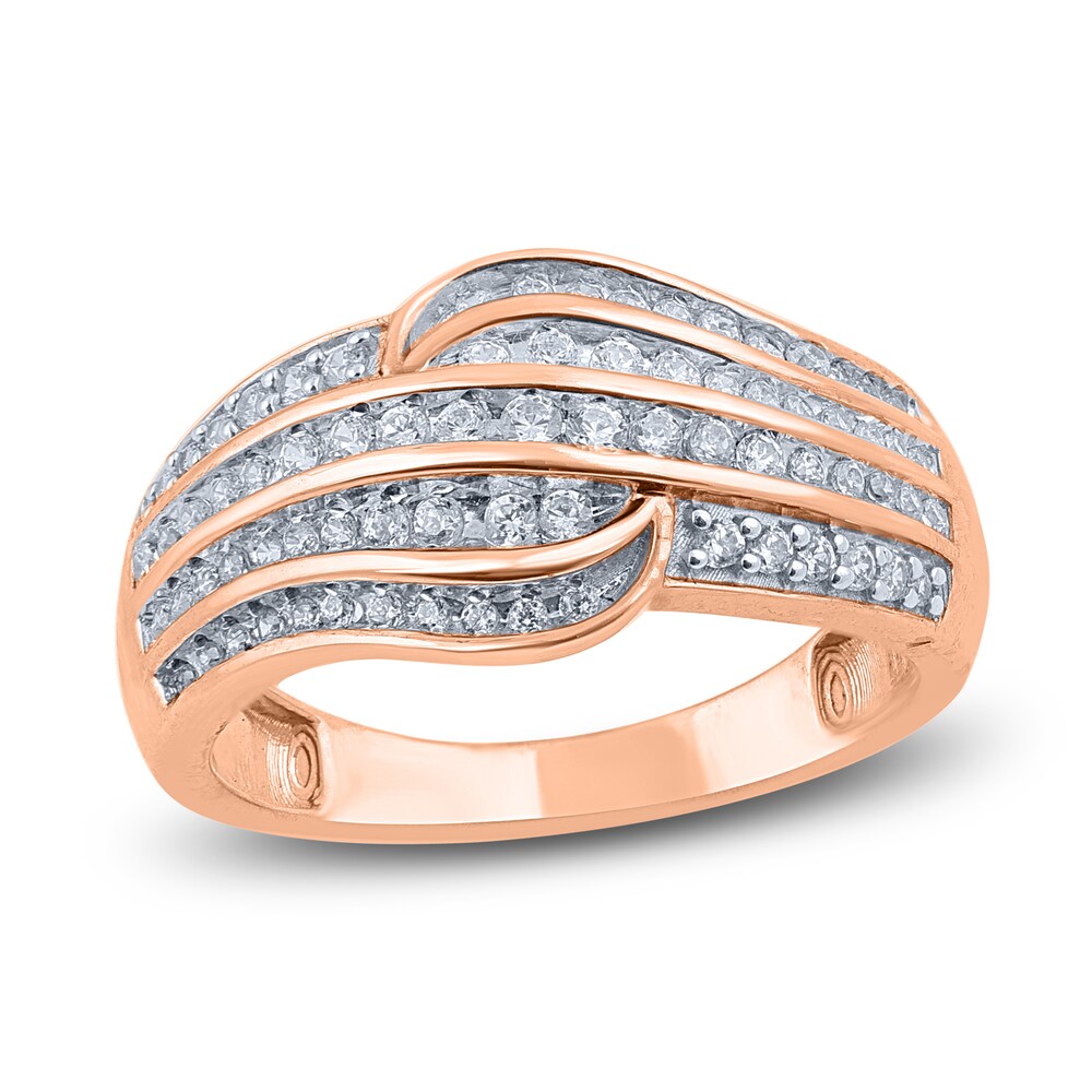 Diamond Wave Anniversary Band 1/2 ct tw Round 14K Rose Gold KJfgA7Ej