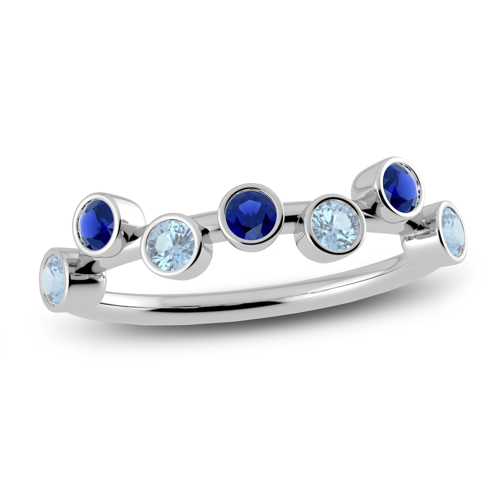 Juliette Maison Natural Aquamarine & Natural Blue Sapphire Ring 10K White Gold KVCKDkOv