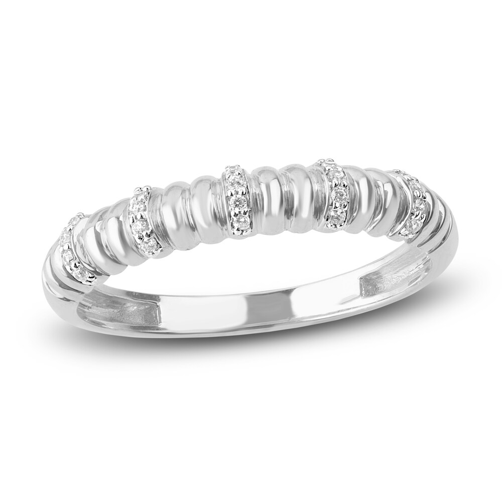 Diamond Stackable Anniversary Band 1/20 ct tw Round 14K White Gold KhBrOqQW