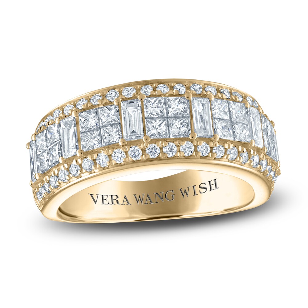 Vera Wang WISH Diamond Anniversary Band 1-1/2 ct tw Baguette/Princess/ Round 18K Yellow Gold Kkm2DeC4