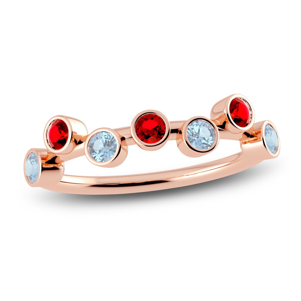 Juliette Maison Natural Ruby & Natural Aquamarine Ring 10K Rose Gold KtUmY1Ng