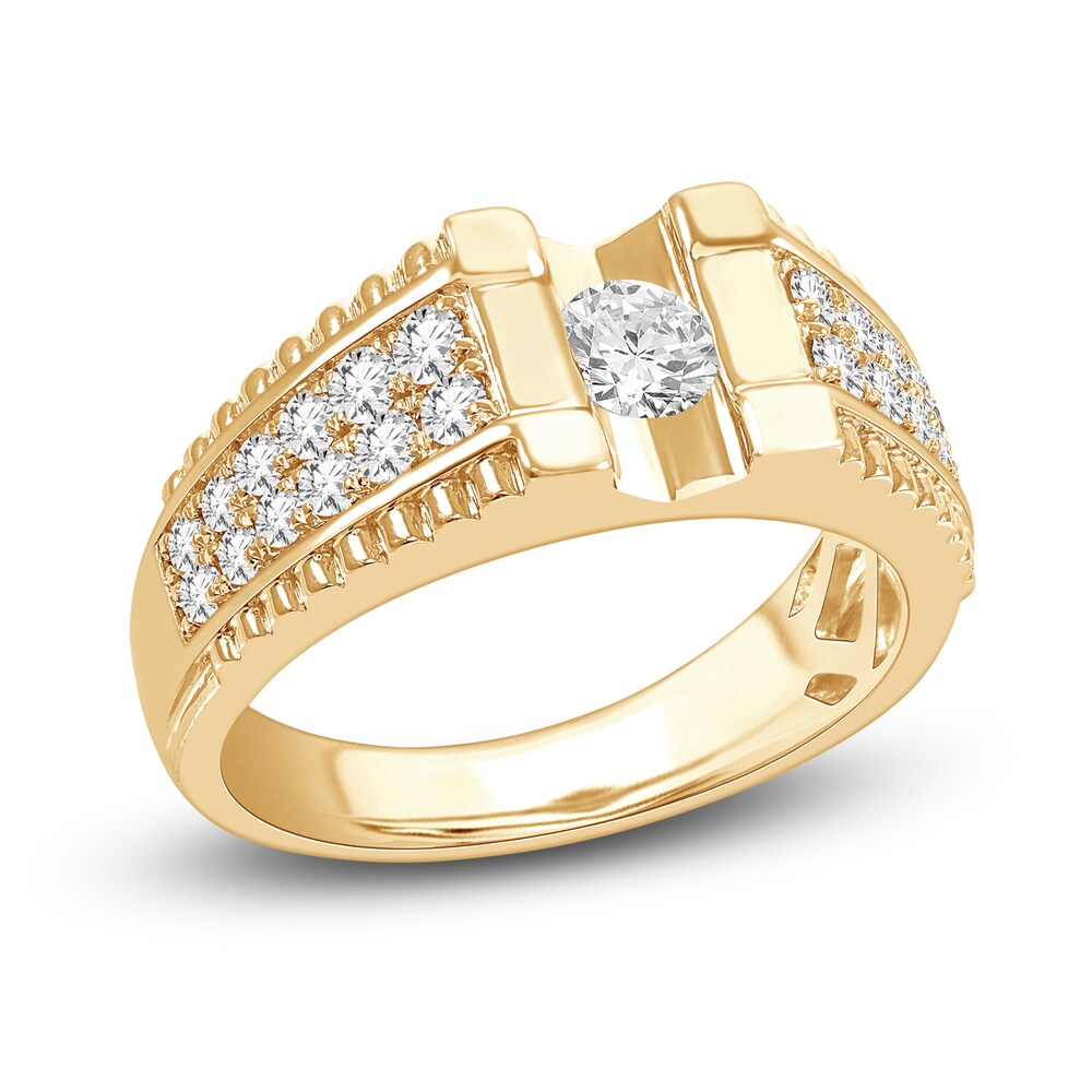 Men's Diamond Ring 1 ct tw Round 14K Yellow Gold KttHGBMv