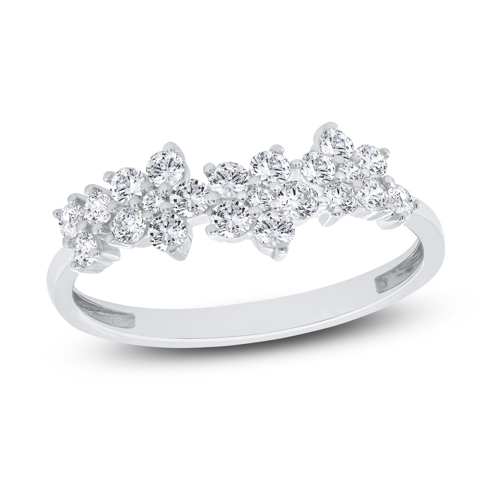Diamond Floral Ring 1/2 ct tw Round 10K White Gold KvRPjjO0