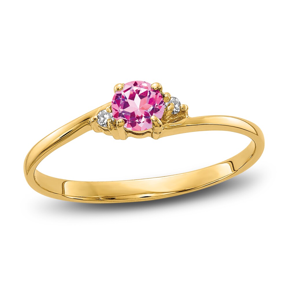 Natural Pink Sapphire Ring Diamond Accents 14K Yellow Gold KzpxoRLw