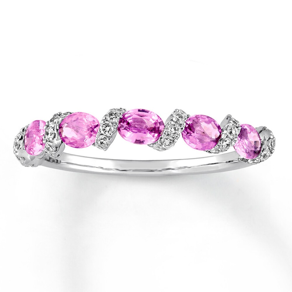 Pink Sapphire Ring 1/4 Carat tw Diamonds 14K White Gold L7YfiJZC