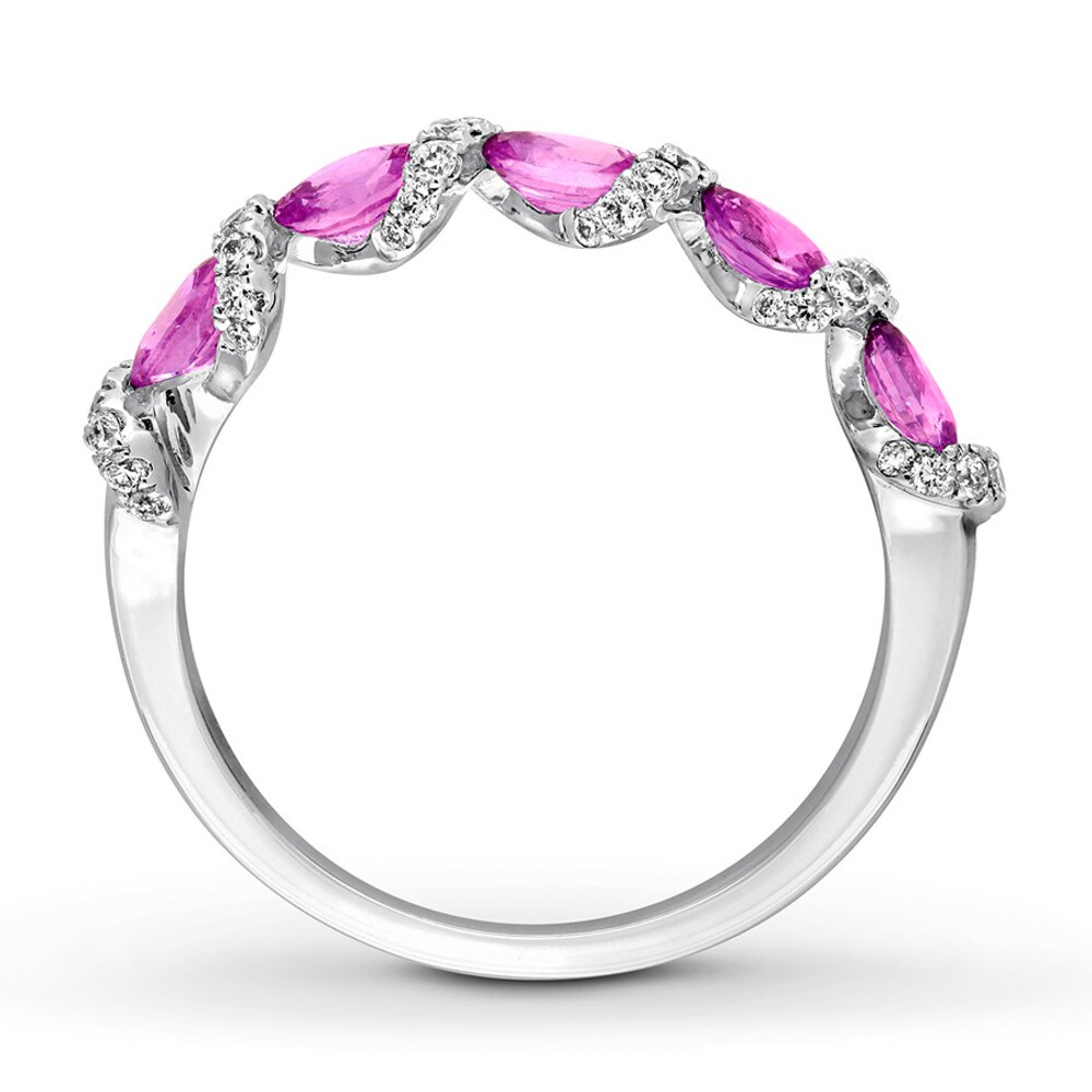 Pink Sapphire Ring 1/4 Carat tw Diamonds 14K White Gold L7YfiJZC