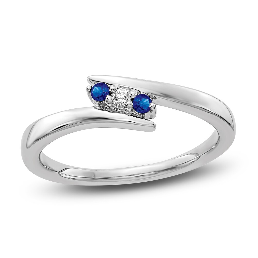 Natural Blue Sapphire Ring Diamond Accent 14K White Gold L7luBHZu