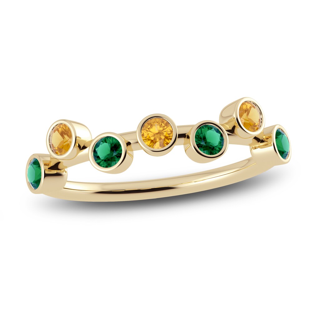 Juliette Maison Natural Citrine & Natural Emerald Ring 10K Yellow Gold L8jyaXvc
