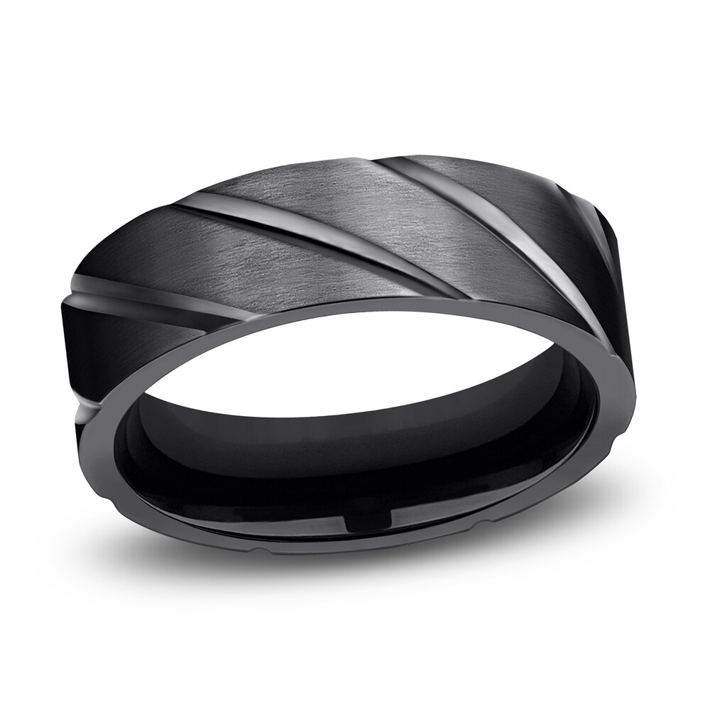 Swirl Wedding Band Black Titanium 7.0mm L9vO6rqV