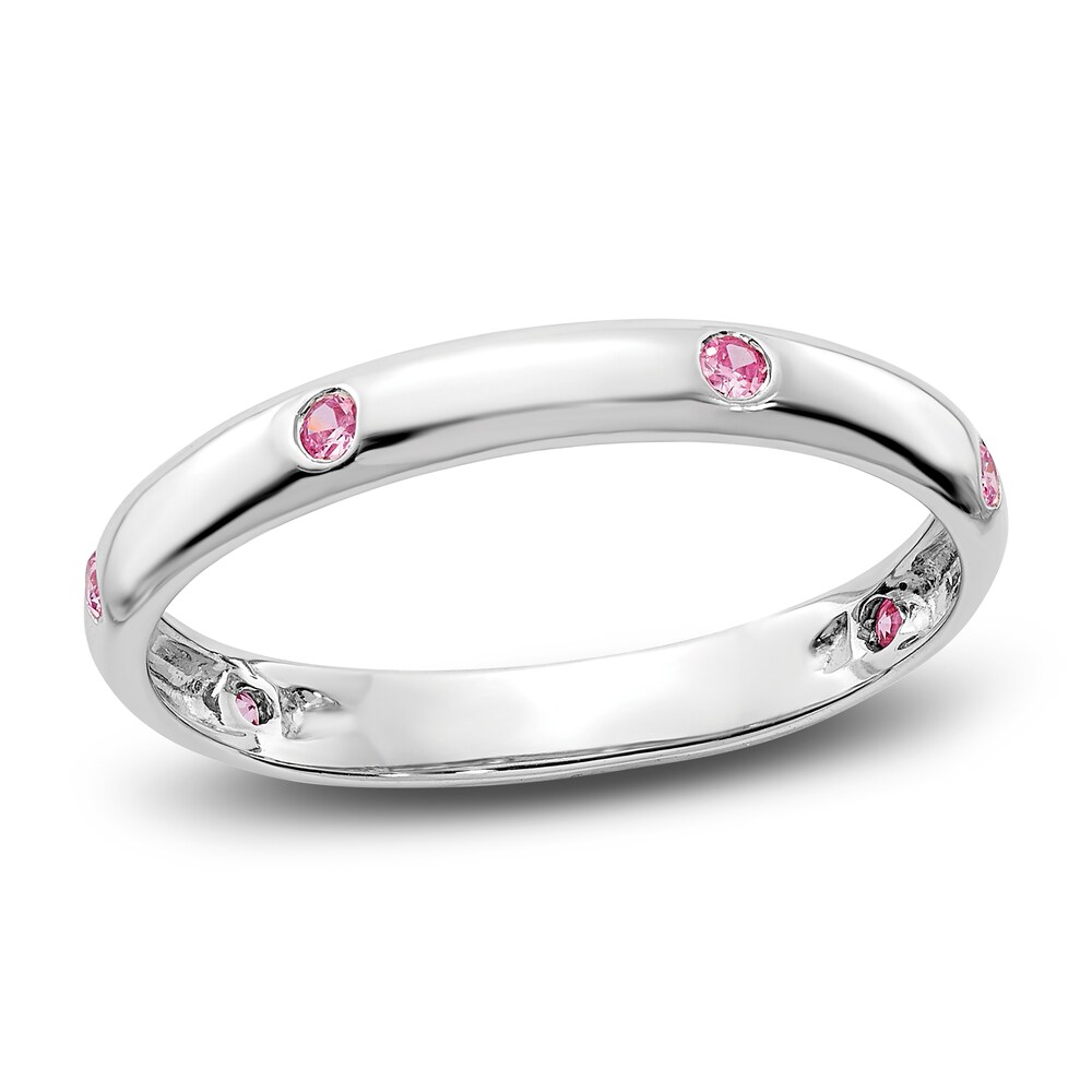 Natural Pink Sapphire Ring 14K White Gold LC55u6yk