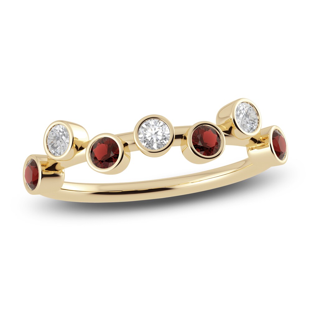 Juliette Maison Natural White Sapphire & Natural Garnet Ring 10K Yellow Gold LLbCyxQw