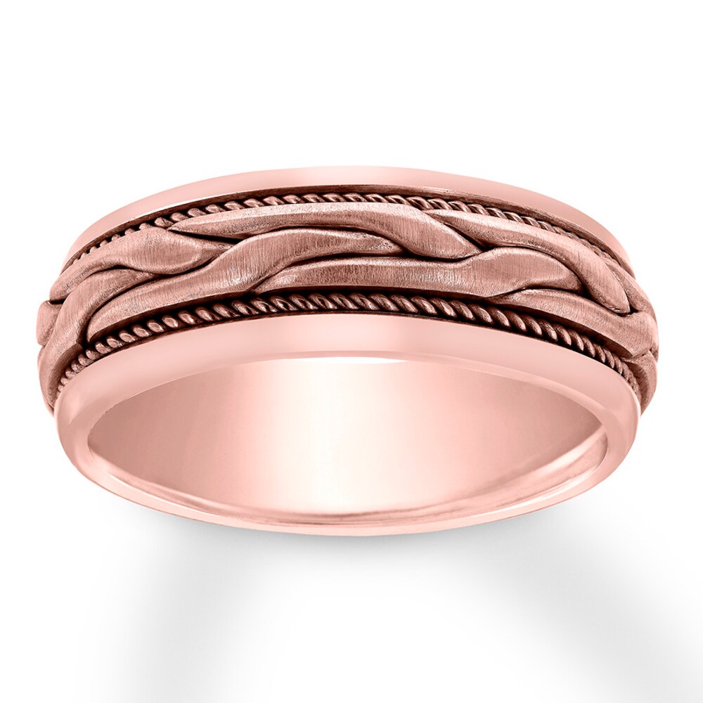 Men's Wedding Band 14K Rose Gold 8mm LNWXfEzR