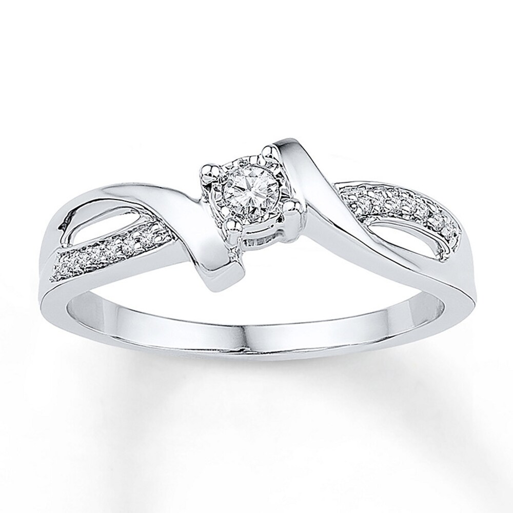 Diamond Promise Ring 1/10 ct tw Round-cut 10K White Gold LNxjOOfp