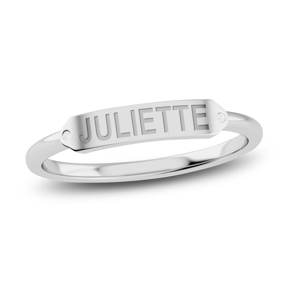 Juliette Maison Diamond Engravable Ring 1/20 ct tw Round 10K White Gold LOLtwKkF
