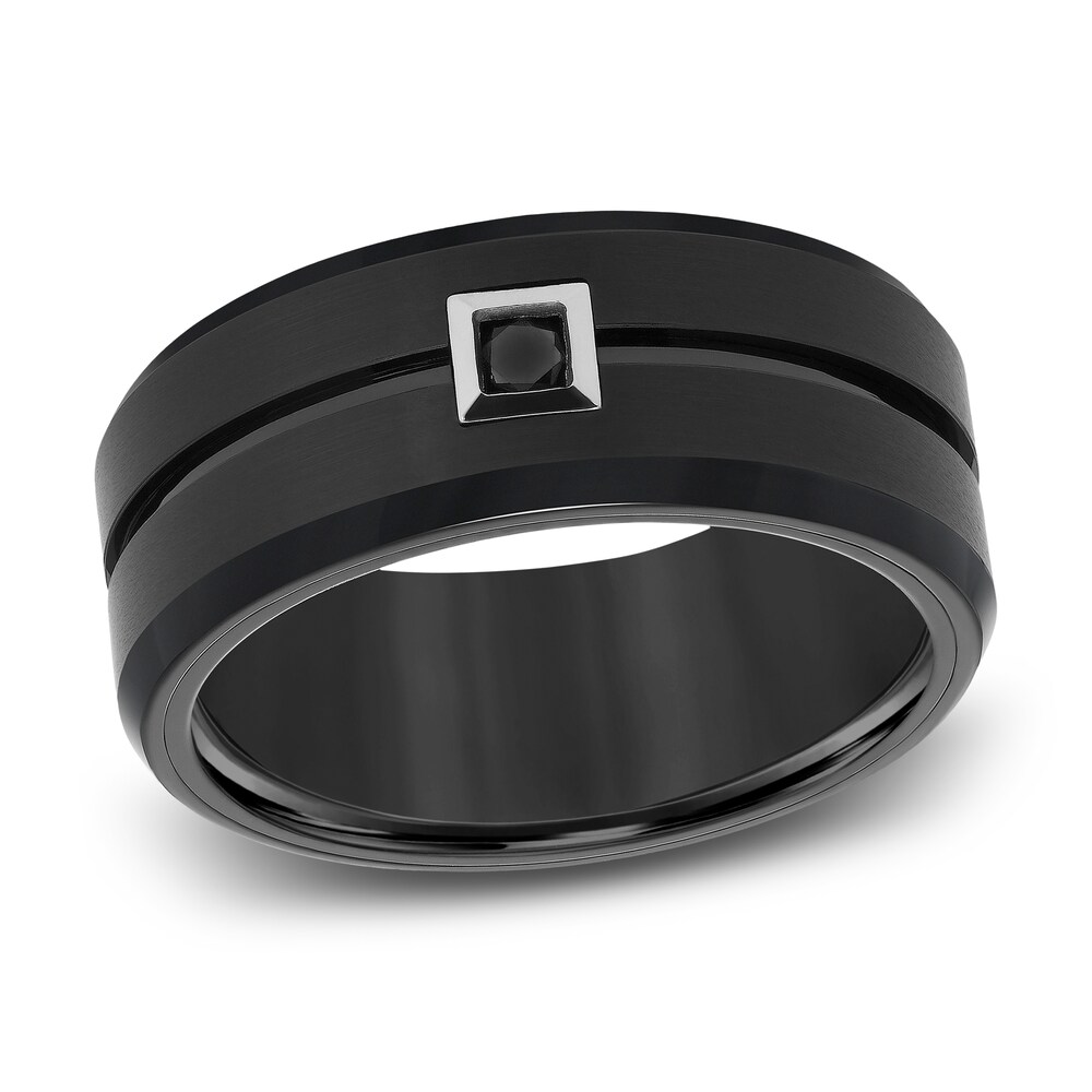 Black Diamond Wedding Band 1/10 ct tw Round Tungsten LT1lFYuw