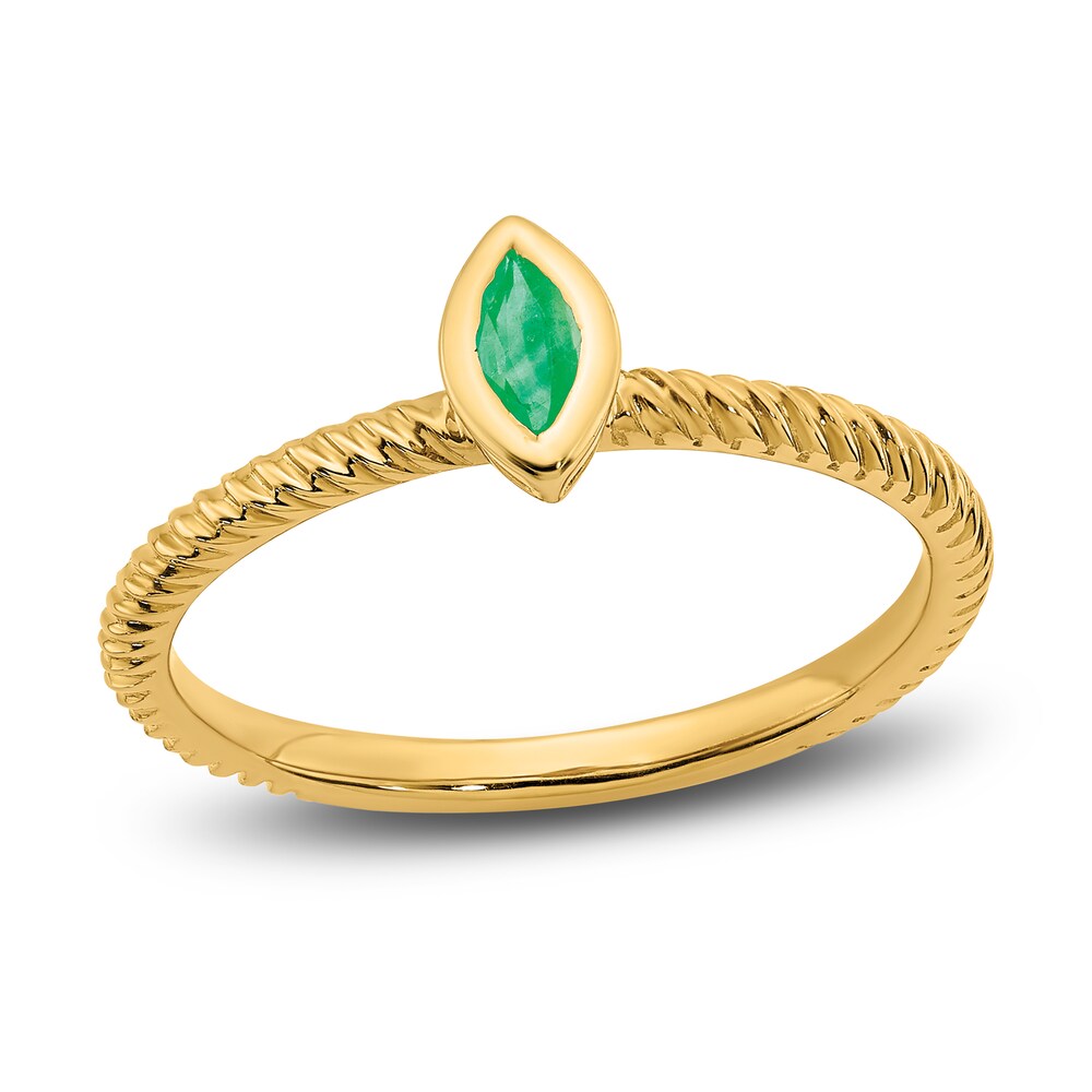 Natural Emerald Bezel Ring 14K Yellow Gold LT3RulWp