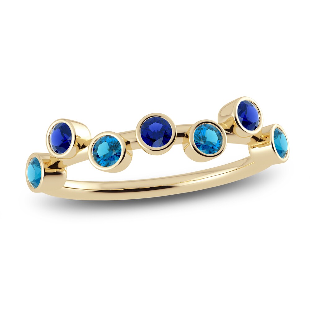 Juliette Maison Natural Blue Sapphire & Natural Blue Zircon Ring 10K Yellow Gold LWf3N7cV