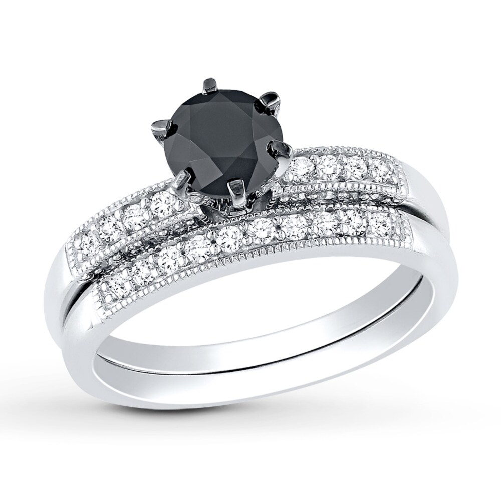 Black/White Diamond Bridal Set 1-1/3 ct tw 10K White Gold LiH7tsVI