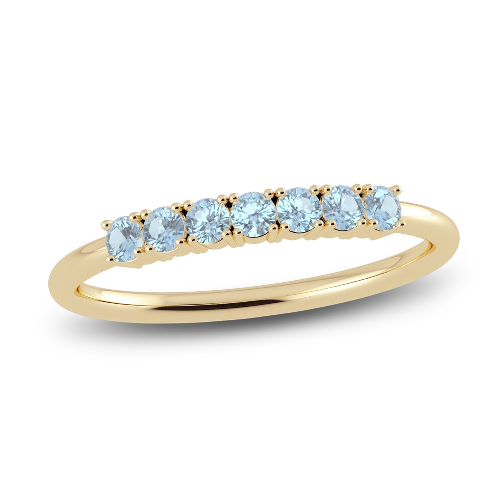 Juliette Maison Natural Aquamarine Half Eternity Ring 10K Yellow Gold Lt510cOI