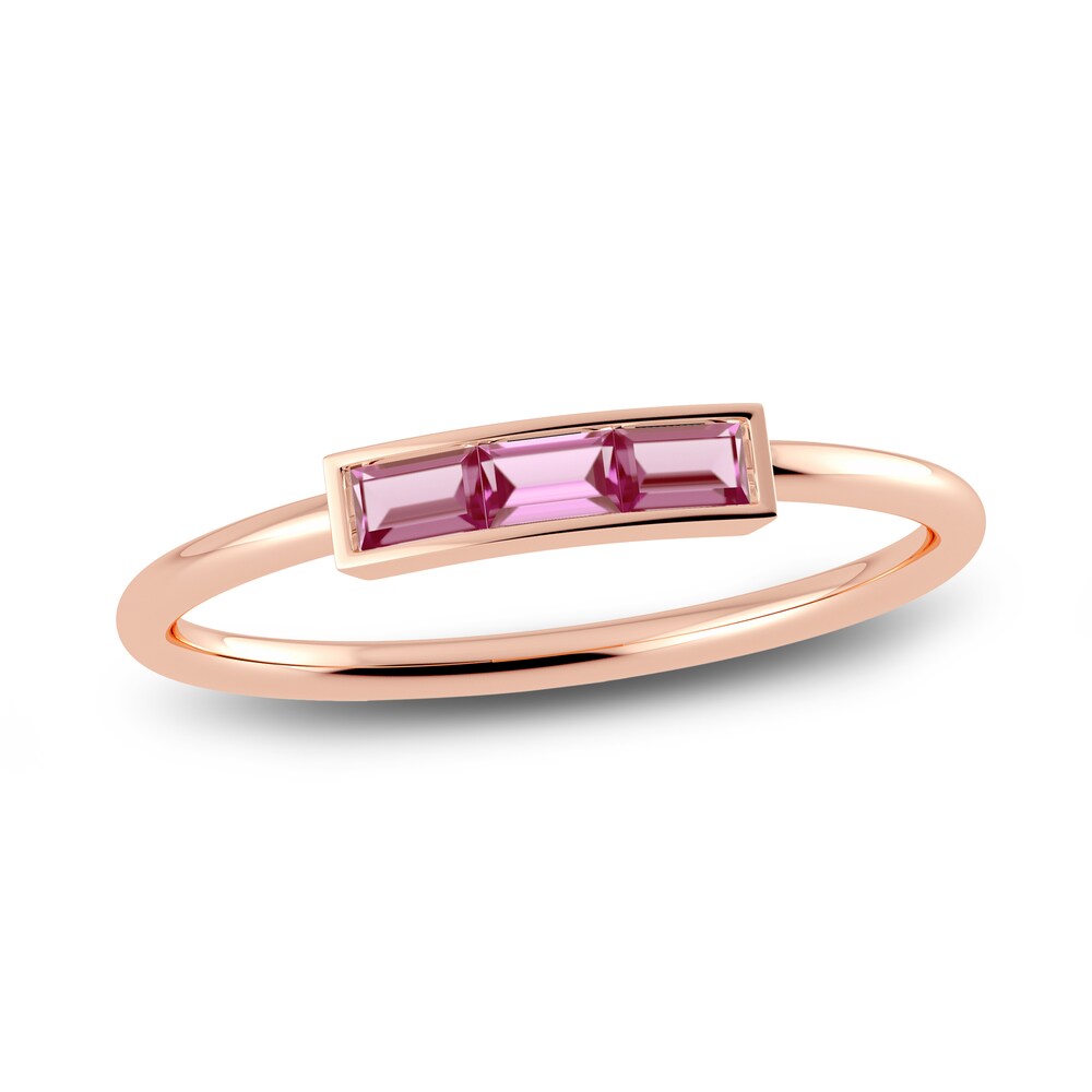 Juliette Maison Natural Pink Tourmaline Baguette Bar Ring 10K Rose Gold LvU9Ykf6