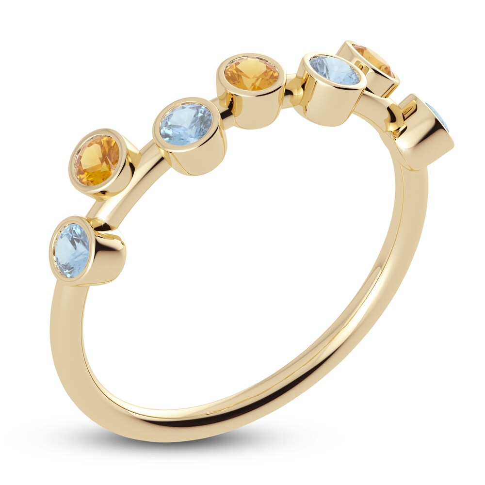 Juliette Maison Natural Citrine & Natural Aquamarine Ring 10K Yellow Gold Lxlc0t78