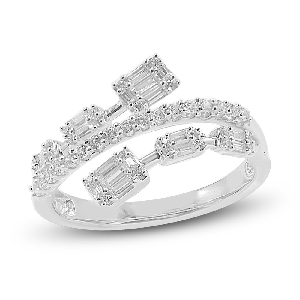 Diamond Ring 1/2 ct tw Round/Baguette 14K White Gold/Rhodium LyGvoANq