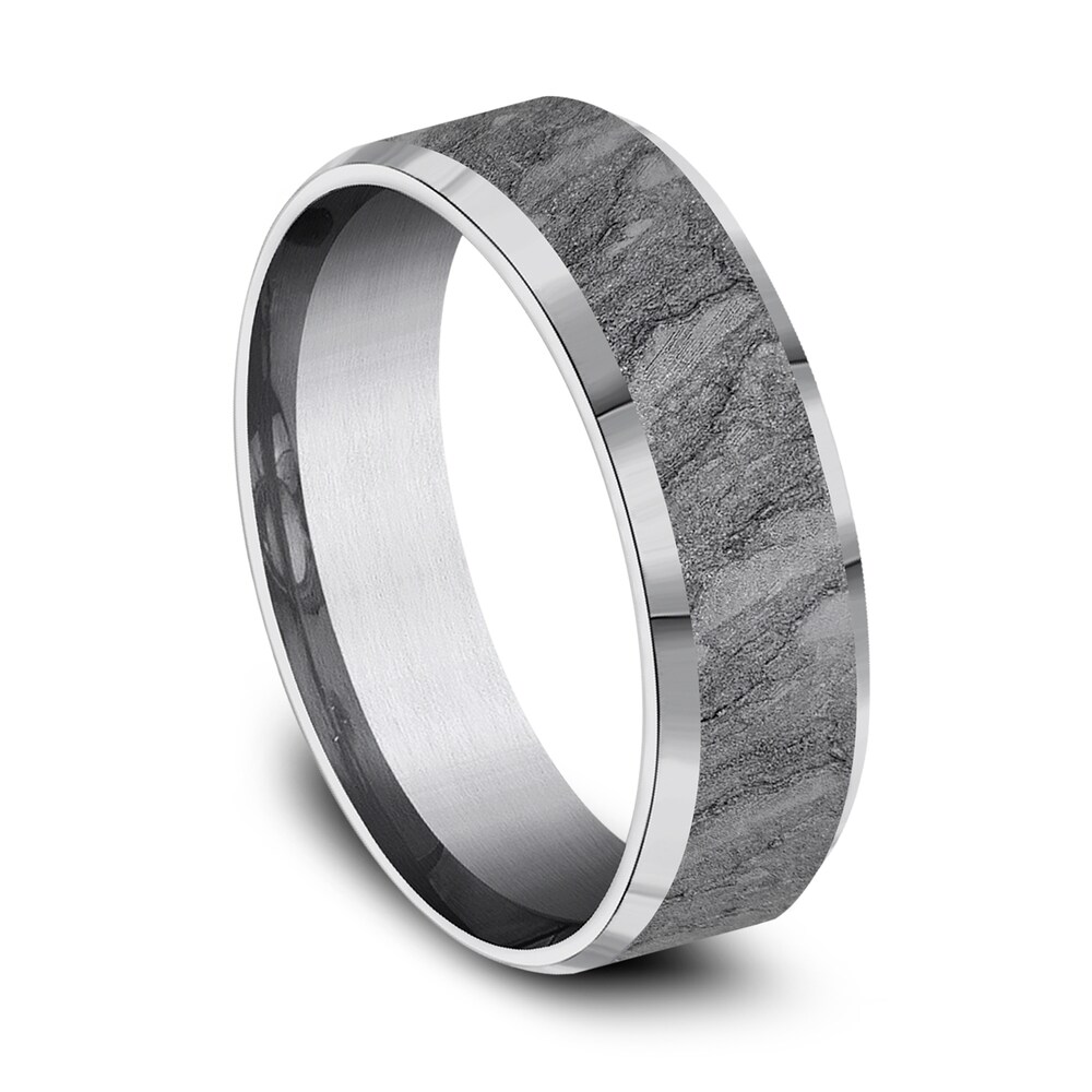 Rock Wedding Band Gray Tantalum 7.0mm M6URCL9n