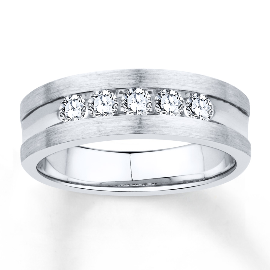 Men\'s Diamond Band 1/2 ct tw Round-cut 10K White Gold MBTlLM6P