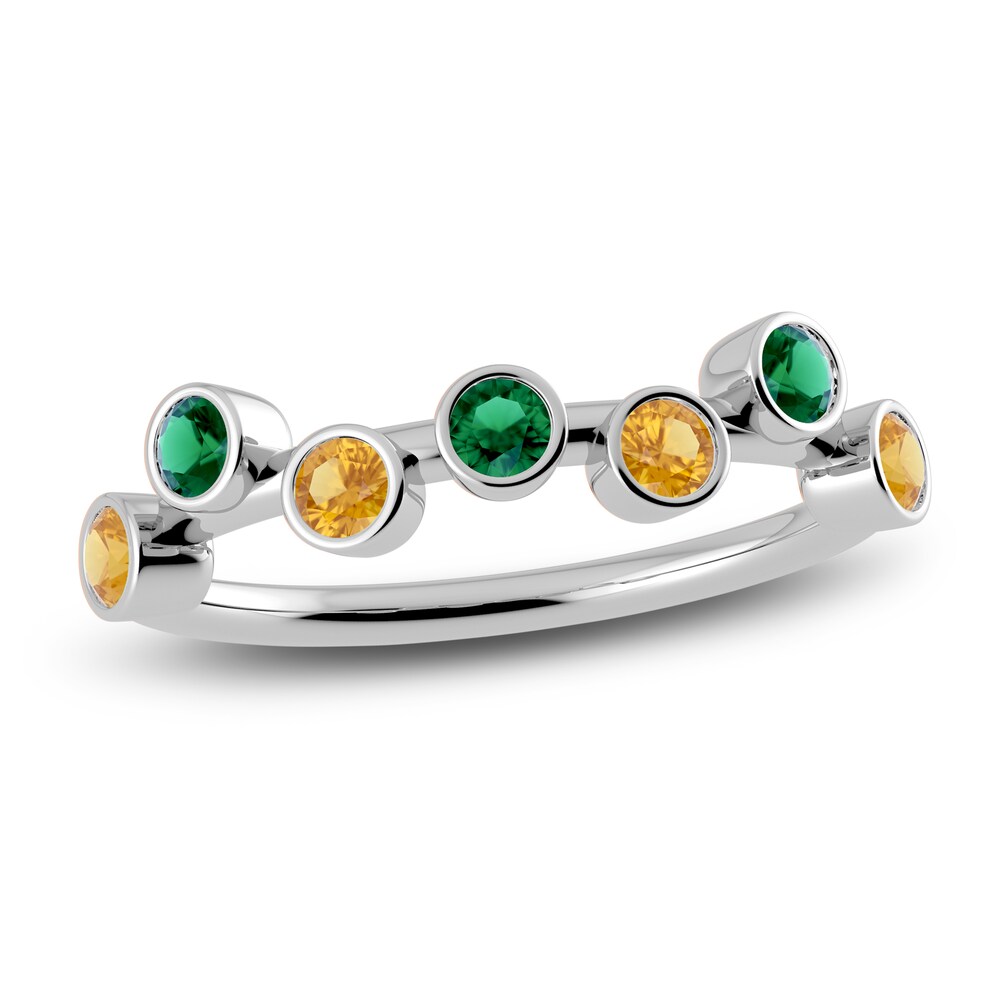 Juliette Maison Natural Emerald & Natural Citrine Ring 10K White Gold MBXUJf1B