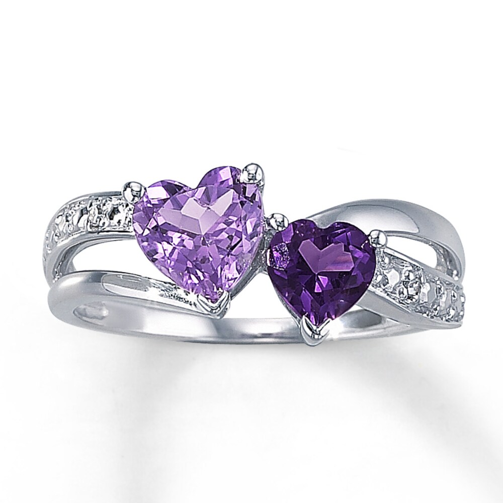 Amethyst Ring Heart-Shaped Diamond Accents Sterling Silver MGRLt10K